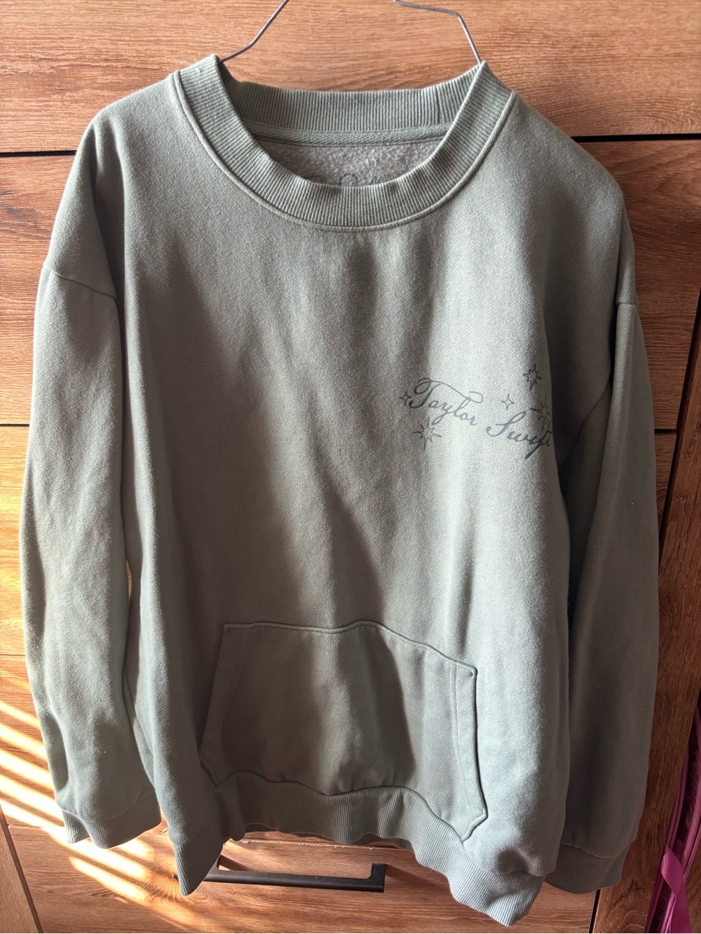 Taylor Swift Olive Crewneck Sweatshirt with Script Logo